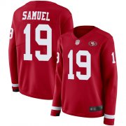 Wholesale Cheap Nike 49ers #19 Deebo Samuel Red Team Color Women's Stitched NFL Limited Therma Long Sleeve Jersey