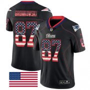 Wholesale Cheap Nike Patriots #87 Rob Gronkowski Black Men's Stitched NFL Limited Rush USA Flag Jersey