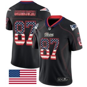 Wholesale Cheap Nike Patriots #87 Rob Gronkowski Black Men\'s Stitched NFL Limited Rush USA Flag Jersey