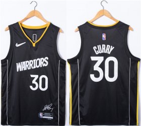 Wholesale Cheap Men\'s Golden State Warriors #30 Stephen Curry Black 75th Anniversary Stitched Jersey