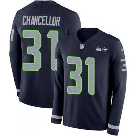 Wholesale Cheap Nike Seahawks #31 Kam Chancellor Steel Blue Team Color Men\'s Stitched NFL Limited Therma Long Sleeve Jersey