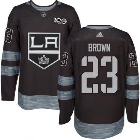 Wholesale Cheap Adidas Kings #23 Dustin Brown Black 1917-2017 100th Anniversary Stitched NHL Jersey