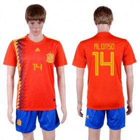 Wholesale Cheap Spain #14 Alonso Home Soccer Country Jersey