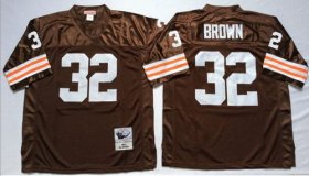 Wholesale Cheap Mitchell And Ness 1963 Browns #32 Jim Brown Brown Throwback Stitched NFL Jersey