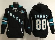 Wholesale Cheap San Jose Sharks #88 Brent Burns Black Women's Old Time Heidi NHL Hoodie