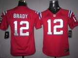 Wholesale Cheap Nike Patriots #12 Tom Brady Red Alternate Youth Stitched NFL Elite Jersey