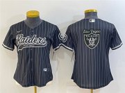 Wholesale Cheap Women's Las Vegas Raiders Black Team Big Logo With Patch Cool Base Stitched Baseball Jersey(Run Small)
