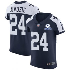 Wholesale Cheap Nike Cowboys #24 Chidobe Awuzie Navy Blue Thanksgiving Men\'s Stitched With Established In 1960 Patch NFL Vapor Untouchable Throwback Elite Jersey
