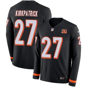 Wholesale Cheap Nike Bengals #27 Dre Kirkpatrick Black Team Color Men\'s Stitched NFL Limited Therma Long Sleeve Jersey