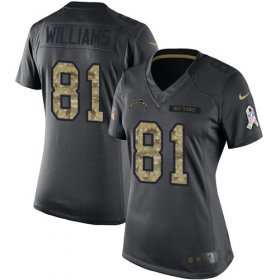 Wholesale Cheap Nike Chargers #81 Mike Williams Black Women\'s Stitched NFL Limited 2016 Salute to Service Jersey