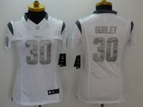 Wholesale Cheap Nike Rams #30 Todd Gurley White Women\'s Stitched NFL Limited Platinum Jersey