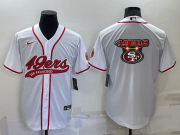 Wholesale Cheap Men's San Francisco 49ers White Team Big Logo With Patch Cool Base Stitched Baseball Jersey