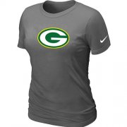 Wholesale Cheap Women's Nike Dark Green Bay Packers Logo NFL T-Shirt Dark Grey