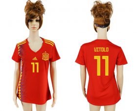 Wholesale Cheap Women\'s Spain #11 Vitolo Red Home Soccer Country Jersey