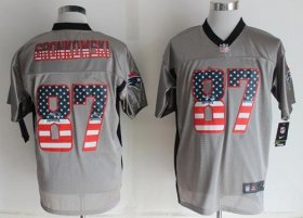 Wholesale Cheap Nike Patriots #87 Rob Gronkowski Grey Men\'s Stitched NFL Elite USA Flag Fashion Jersey