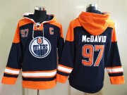 Wholesale Cheap Men's Edmonton Oilers #97 Connor McDavid NEW Navy Blue Stitched Hockey Hoodie