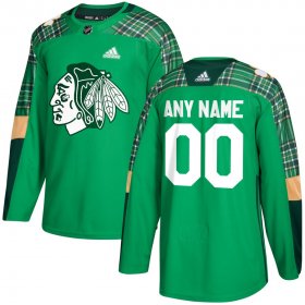 Wholesale Cheap Men\'s Adidas Chicago Blackhawks Personalized Green St. Patrick\'s Day Custom Practice NHL Jersey