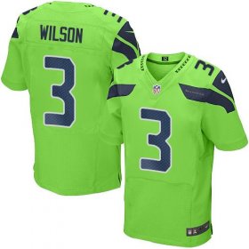 Wholesale Cheap Nike Seahawks #3 Russell Wilson Green Men\'s Stitched NFL Elite Rush Jersey