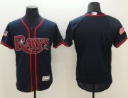 Wholesale Cheap Rays Blank Dark Blue Fashion Stars & Stripes Flexbase Authentic Stitched MLB Jersey