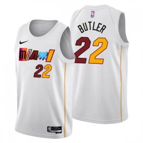 Wholesale Cheap Men\'s Miami Heat #22 Jimmy Butler 2022-23 White City Edition Stitched Jersey