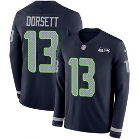 Wholesale Cheap Nike Seahawks #13 Phillip Dorsett Steel Blue Team Color Youth Stitched NFL Limited Therma Long Sleeve Jersey