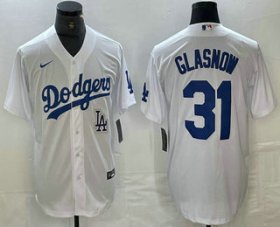 Cheap Men\'s Los Angeles Dodgers #31 Tyler Glasnow White Stitched Cool Base Nike Jersey