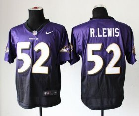 Wholesale Cheap Nike Ravens #52 Ray Lewis Purple/Black Men\'s Stitched NFL Elite Fadeaway Fashion Jersey