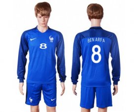 Wholesale Cheap France #8 Benarfa Home Long Sleeves Soccer Country Jersey