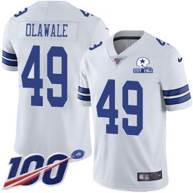 Wholesale Cheap Nike Cowboys #49 Jamize Olawale White Men\'s Stitched With Established In 1960 Patch NFL 100th Season Vapor Untouchable Limited Jersey