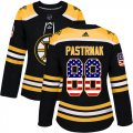 Wholesale Cheap Adidas Bruins #88 David Pastrnak Black Home Authentic USA Flag Women's Stitched NHL Jersey