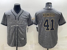 Wholesale Cheap Men\'s New Orleans Saints #41 Alvin Kamara Gray With Patch Cool Base Stitched Baseball Jersey