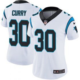 Wholesale Cheap Nike Panthers #30 Stephen Curry White Women\'s Stitched NFL Vapor Untouchable Limited Jersey