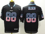 Wholesale Cheap Nike Panthers #88 Greg Olsen Black Men's Stitched NFL Elite USA Flag Fashion Jersey