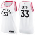 Wholesale Cheap Raptors #33 Marc Gasol White Pink Women's Basketball Swingman Fashion Jersey