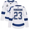 Cheap Adidas Lightning #23 Carter Verhaeghe White Road Authentic Women's 2020 Stanley Cup Champions Stitched NHL Jersey