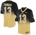 Wholesale Cheap Nike Saints #13 Michael Thomas Black/Gold Men's Stitched NFL Elite Fadeaway Fashion Jersey