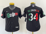 Wholesale Cheap Youth Los Angeles Dodgers #34 Toro Valenzuela Mexico Black Cool Base Stitched Baseball Jersey