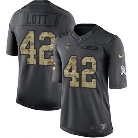 Wholesale Cheap Nike Raiders #42 Ronnie Lott Black Men\'s Stitched NFL Limited 2016 Salute To Service Jersey