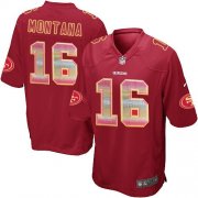 Wholesale Cheap Nike 49ers #16 Joe Montana Red Team Color Men's Stitched NFL Limited Strobe Jersey