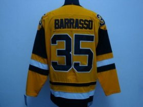 Wholesale Cheap Penguins #35 Tom Barrasso Stitched Mitchell&Ness Yellow NHL Jersey