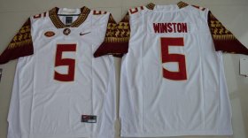 Wholesale Cheap Men\'s Florida State Seminoles #5 Jameis Winston White Stitched College Football 2016 Nike NCAA Jersey