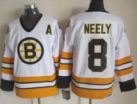 Wholesale Cheap Bruins #8 Cam Neely White/Yellow CCM Throwback Stitched NHL Jersey