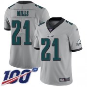 Wholesale Cheap Nike Eagles #21 Jalen Mills Silver Men's Stitched NFL Limited Inverted Legend 100th Season Jersey