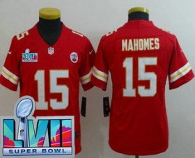Cheap Youth Kansas City Chiefs #15 Patrick Mahomes Limited Red Super Bowl LVII Vapor Jersey