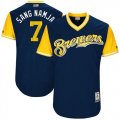 Wholesale Cheap Brewers #7 Eric Thames Navy 