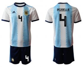 Wholesale Cheap Argentina #4 Pezzella Home Soccer Country Jersey