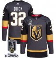 Wholesale Cheap Men's Vegas Golden Knights #32 Jonathan Quick Gray 2023 Stanley Cup Champions Stitched Jersey
