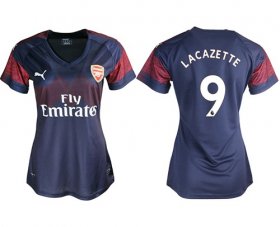 Wholesale Cheap Women\'s Arsenal #9 Lacazette Away Soccer Club Jersey