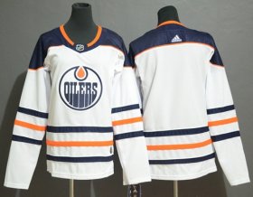 Wholesale Cheap Adidas Oilers Blank White Road Authentic Women\'s Stitched NHL Jersey