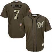 Wholesale Cheap Brewers #7 Eric Thames Green Salute to Service Stitched MLB Jersey
